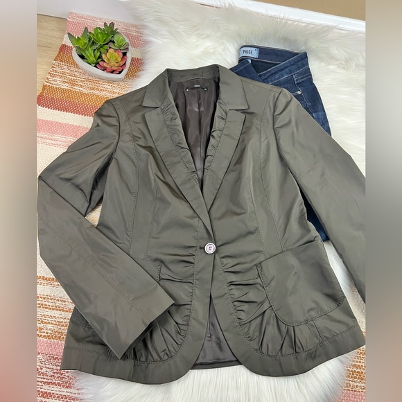 Like New HUGO BOSS Shiny Taffeta Silk Classic Blazer Jacket ❤️ - Picture 4 of 10